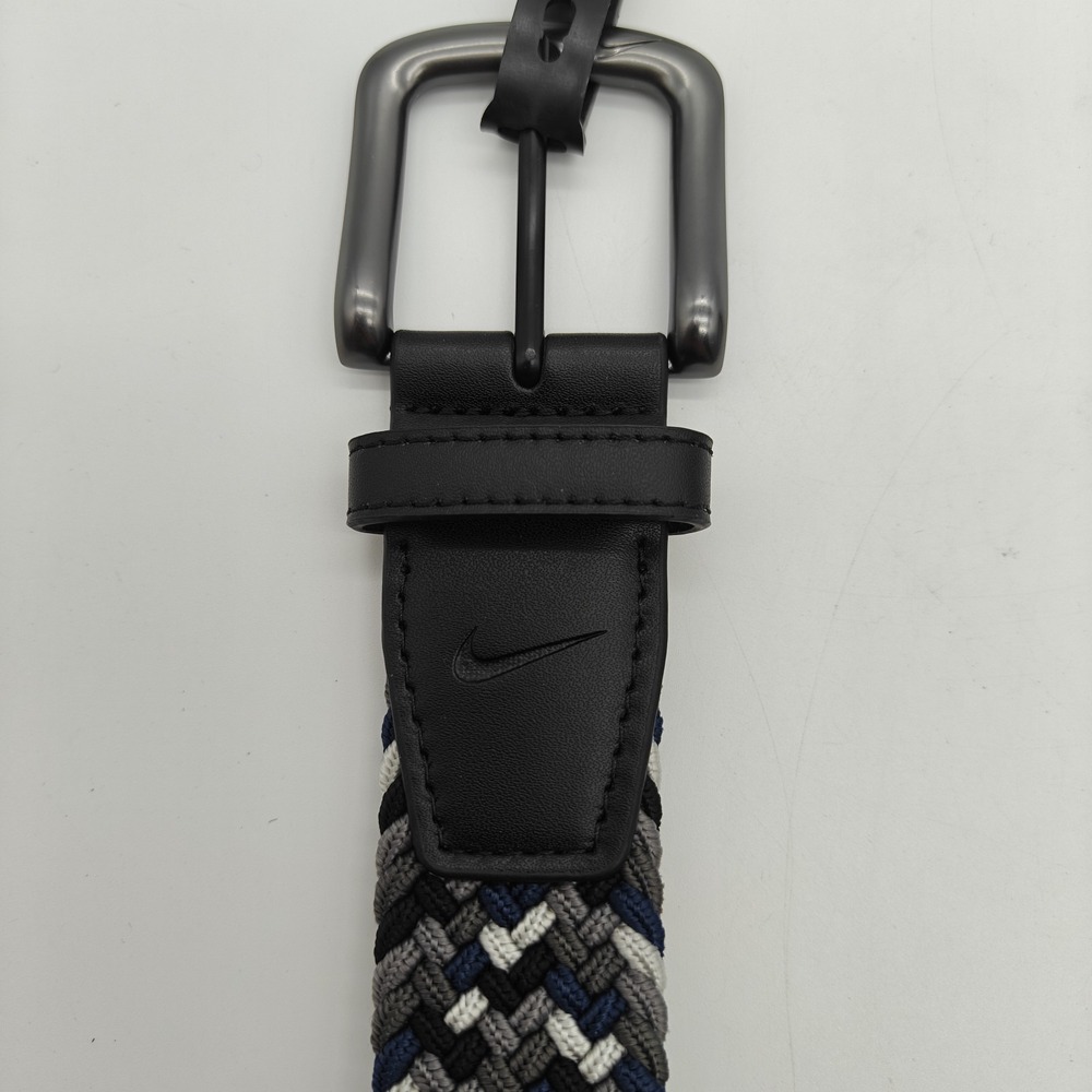 Nike Braided Stretch Belt Men's Large 38-40 Gray Blue White Woven Golf NWT - Picture 5 of 12